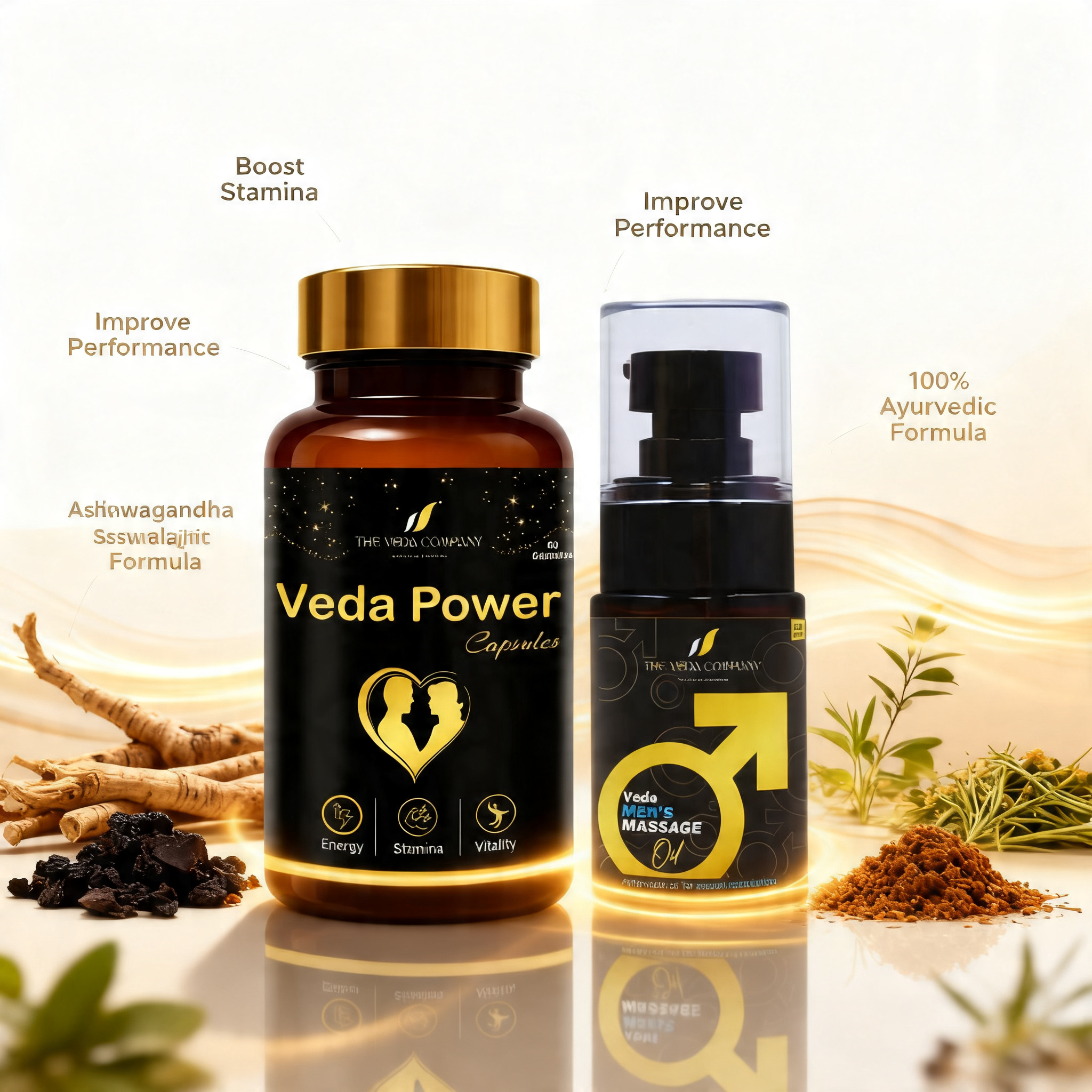 Veda Power Capsules (Veda Men's Massage Oil) Combo Set